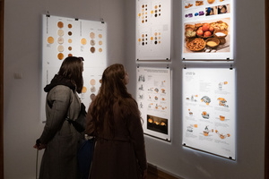 Wystawa: Wynurzenie - Publiczność na wernisażu wystawy, oglądająca prace z kierunku Wzornictwo.