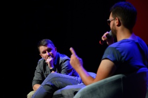 38. TNF - Dzień 4 (3.06.2024) - Spotkanie po filmie "Biała odwaga" z reżyserem Bartoszem Konopką i operatorem zdjęć górskich Marcinem Polarem, prowadzone przez Kubę Armatę