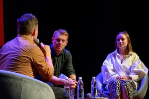 38. TNF - Dzień 5 (4.06.2024) - Na scenie Marzenia spotkanie z duetem aktorskim z filmu "Chłopi"- Kamilą Urzędowską i Cezarym Łukaszewiczem, które prowadzi Kuba Armata