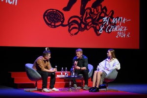 38. TNF - Dzień 5 (4.06.2024) - Na scenie Marzenia spotkanie z duetem aktorskim z filmu "Chłopi"- Kamilą Urzędowską i Cezarym Łukaszewiczem, które prowadzi Kuba Armata