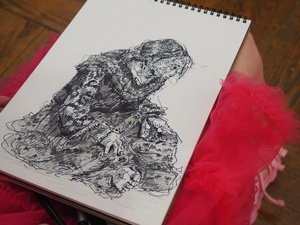 Wakacje z otwARTą: Kurs rysunku i malarstwa - Prace uczestników powstałe podczas warsztatów.