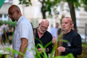 Koncert Tribute to Damian Niewiński - Zespołu Monk przed koncertem (Marcin Sobczyk, Grzegorz Ważny, Mirosław Pasek, Tomasz Stec, Piotr Cyz).