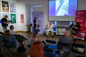 39. TNF: Dzień 4 (2.06.2025) - Spotkanie autorskie Jerzego Armaty i Eugeniusza Gordziejuka "Anima. Mistrzowie polskiej animacji" w Galerii TCK. Prowadzenie spotkania Ryszard Jaźwiński